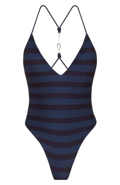 Vix Paula Hermanny Harmonie Alba Open Back One-piece Swimsuit In Blue