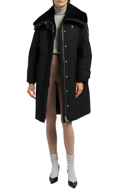 Moose Knuckles Original Storm Water Repellent Genuine Shearling Lined 800 Fill Power Down Parka In Black