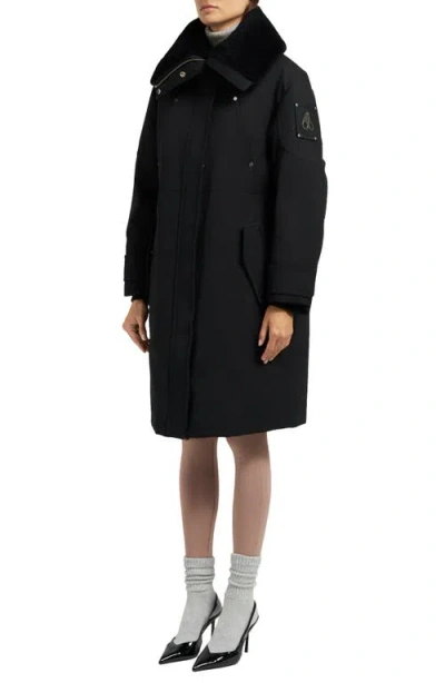 Moose Knuckles Original Storm Water Repellent Genuine Shearling Lined 800 Fill Power Down Parka In Black