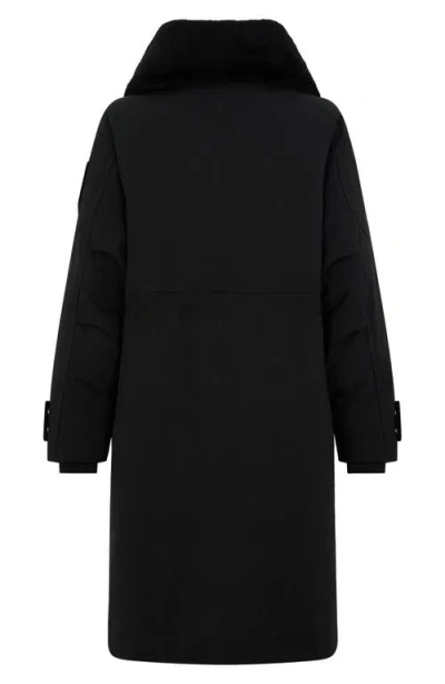 Moose Knuckles Original Storm Water Repellent Genuine Shearling Lined 800 Fill Power Down Parka In Black