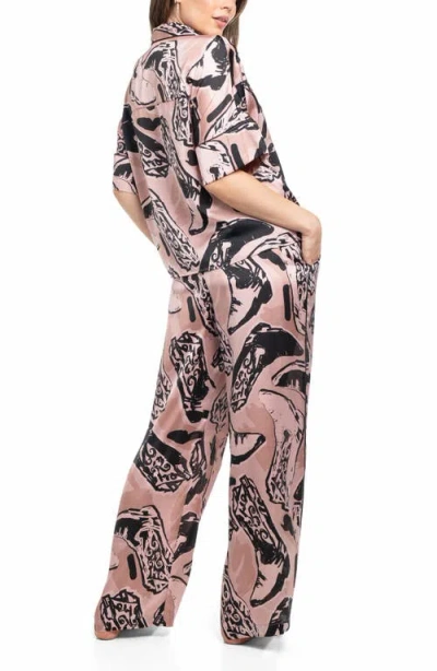 Midnight Bakery Women's 2-piece Printed Top And Pants Pajama Set In Pink