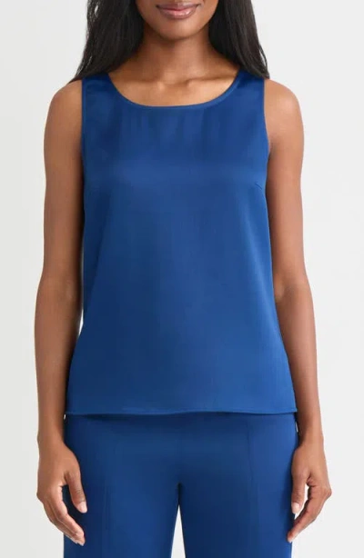 Misook Crepe De Chine Tank Top In Blue