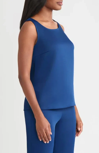 Misook Crepe De Chine Tank Top In Blue