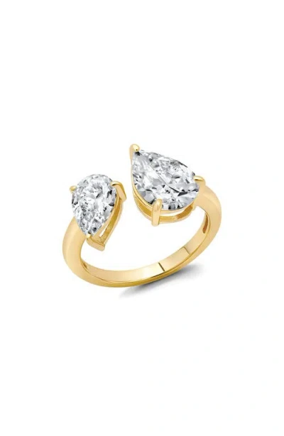 Crislu Toi Et Moi Pear Open Ring In Gold