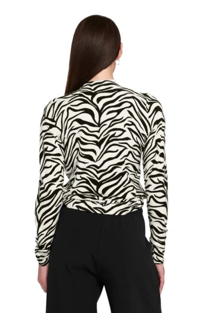 Elle Collection Zebra Printed Feather Weight Top Animal Print Sweater In Multi