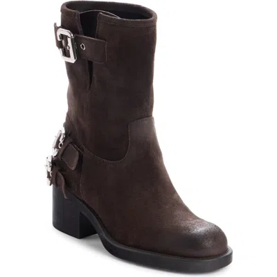 Chloé Stylish Block Heel Suede Ankle Boots In Brown