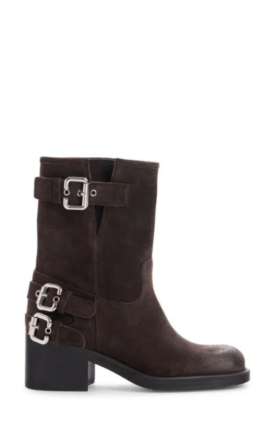 Chloé Stylish Block Heel Suede Ankle Boots In Brown