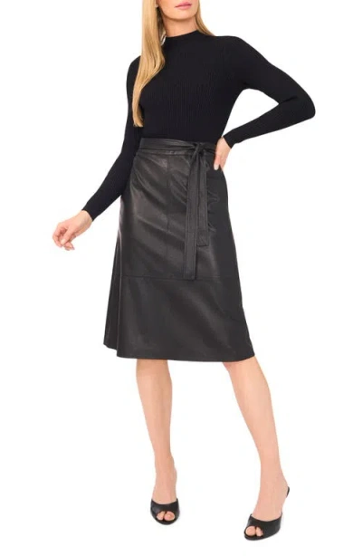 Ted Baker Mixed Media Long Sleeve Dress In Black