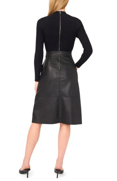 Ted Baker Mixed Media Long Sleeve Dress In Black