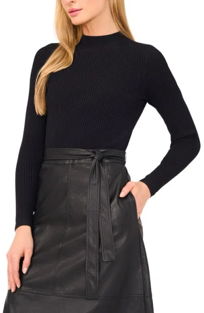 Ted Baker Mixed Media Long Sleeve Dress In Black