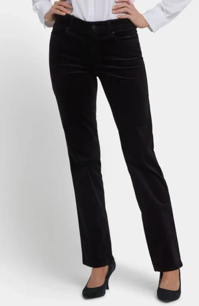 Nydj Marilyn Velveteen High Rise Straight Jeans In Black In Black