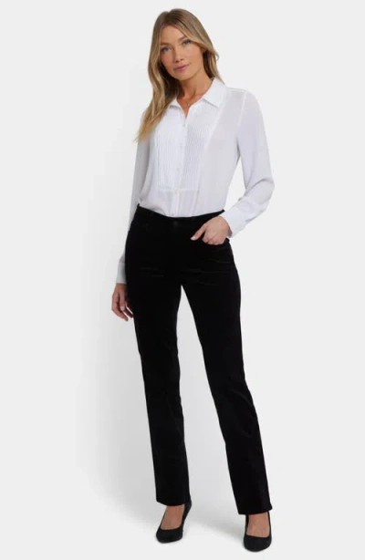 Nydj Marilyn Velveteen High Rise Straight Jeans In Black In Black