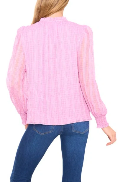 Cece Smocked Cuff Ruffle Blouse In Pink