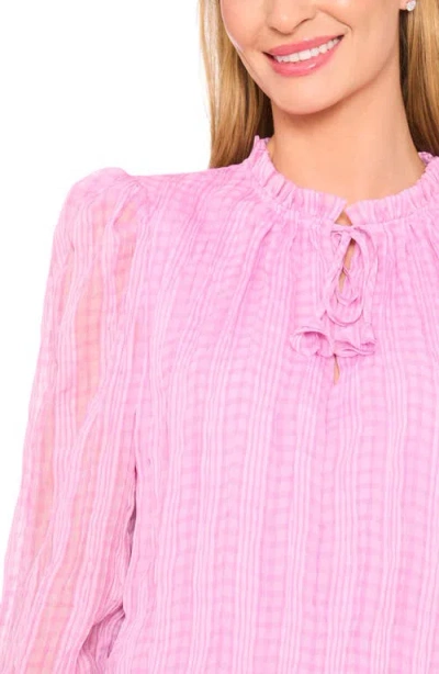 Cece Smocked Cuff Ruffle Blouse In Pink