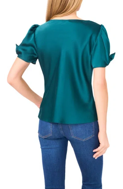 Cece Women's Cowl Neck Bubble Short Sleeves Top In Blue