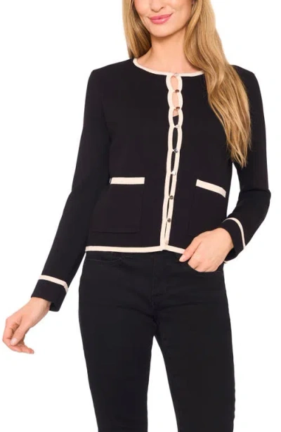 Cece Patch Pocket Tipping Cardigan In Black