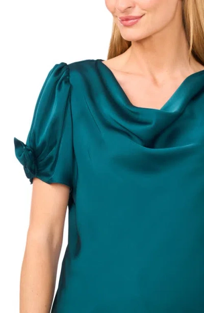 Cece Women's Cowl Neck Bubble Short Sleeves Top In Blue