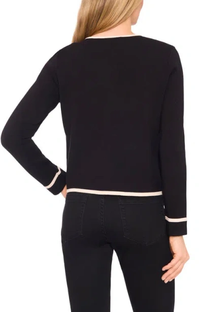 Cece Patch Pocket Tipping Cardigan In Black