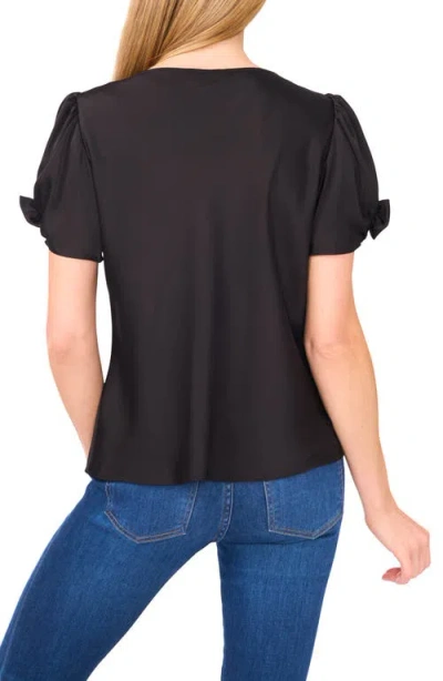 Cece Bow Sleeve Cowl Neck Satin Charmeuse Top In Black