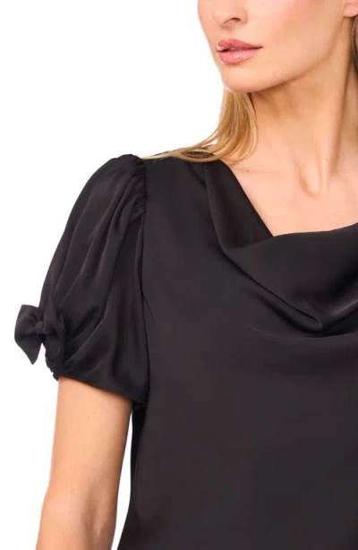Cece Bow Sleeve Cowl Neck Satin Charmeuse Top In Black