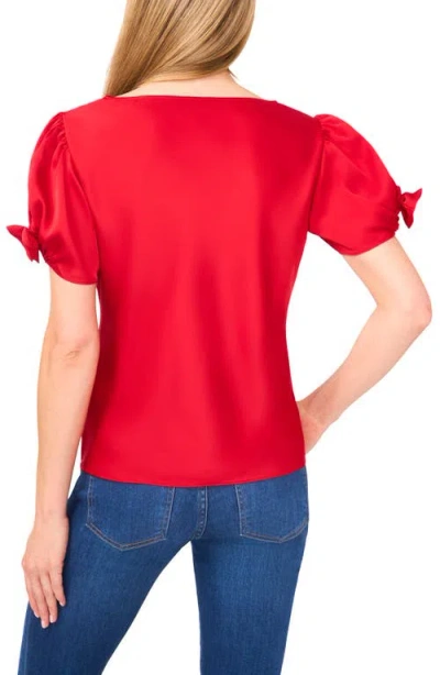 Cece Women's Cowl Neck Bubble Short Sleeves Top In Red
