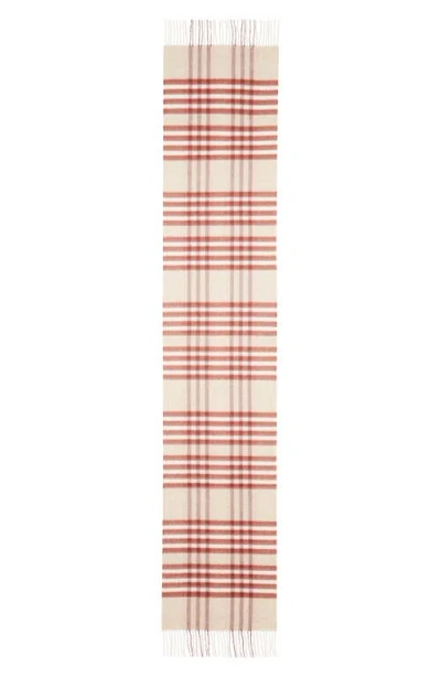 Johnstons Of Elgin Grid Check Cashmere Fringe Scarf In Pink