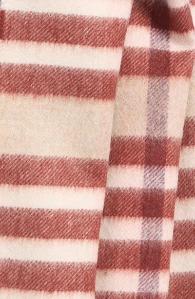 Johnstons Of Elgin Grid Check Cashmere Fringe Scarf In Pink