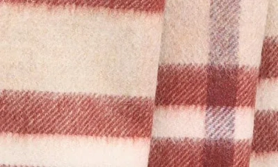 Johnstons Of Elgin Grid Check Cashmere Fringe Scarf In Pink