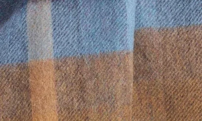 Johnstons Of Elgin Deco Block Check Cashmere Fringe Scarf In Blue