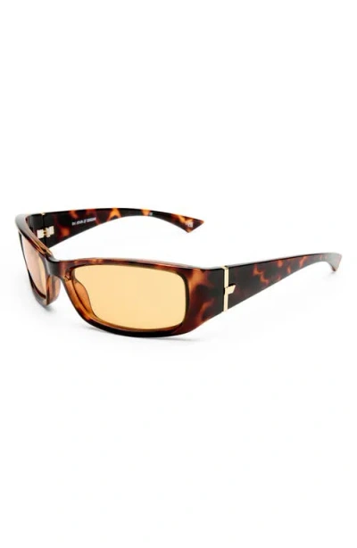 Le Specs Du Jour 60mm Rectangular Sunglasses In Brown