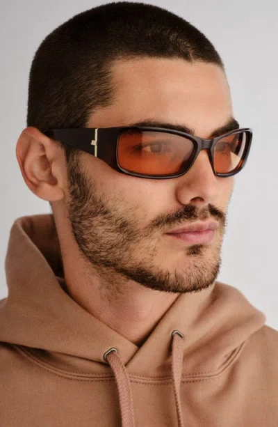 Le Specs Du Jour 60mm Rectangular Sunglasses In Brown