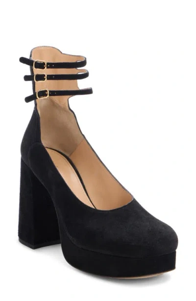 Chloé Loti Suede Platform Block-heel Pumps In Black