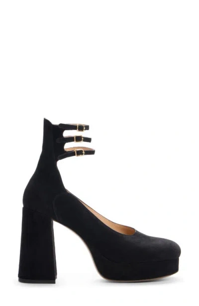 Chloé Loti Suede Platform Block-heel Pumps In Black