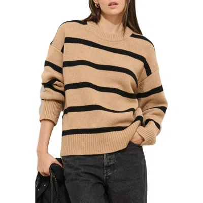 Alex Mill Nottinghill Stripe Merino Wool Blend Sweater In Brown