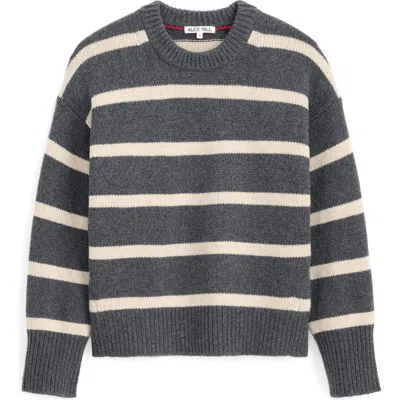 Alex Mill Nottinghill Stripe Merino Wool Blend Sweater In Gray