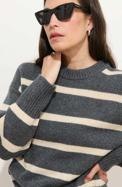 Alex Mill Nottinghill Stripe Merino Wool Blend Sweater In Gray