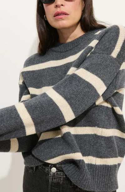 Alex Mill Nottinghill Stripe Merino Wool Blend Sweater In Gray