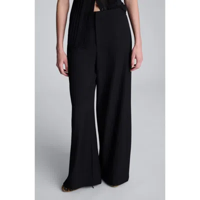 Kenneth Cole Luxe Twill Wide Leg Pleat Front Pant In Black