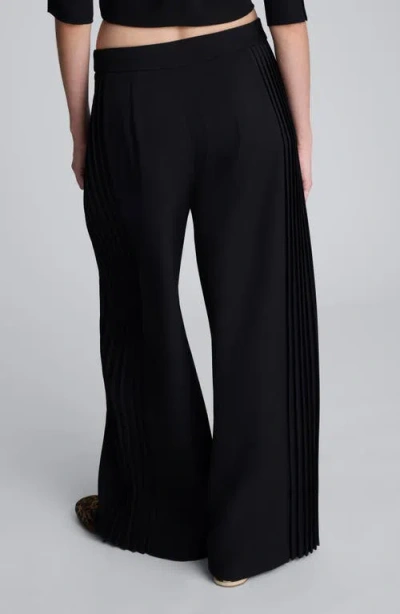 Kenneth Cole Luxe Twill Wide Leg Pleat Front Pant In Black