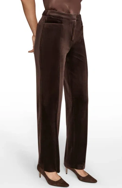 Donna Karan Women's Velvet Straight Leg Pants In Brown