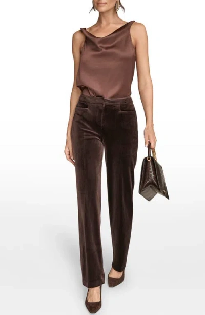 Donna Karan Women's Velvet Straight Leg Pants In Brown