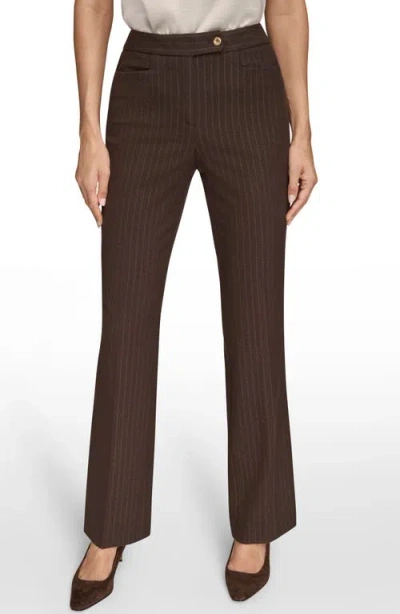 Donna Karan Women's Mid Rise Straight Fit Pinstripe Pants In Brown