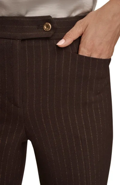 Donna Karan Women's Mid Rise Straight Fit Pinstripe Pants In Brown