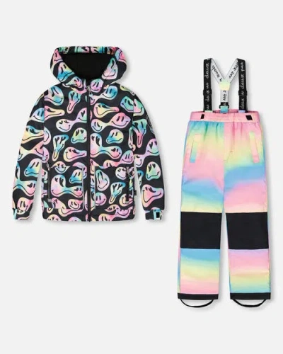 Deux Par Deux Girl Two-piece Chill Outerwear Set With Light Insulation In Multi