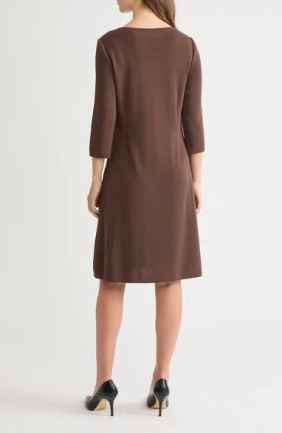 Ming Wang A-line Botanical Applique Knit Dress In Animal Print