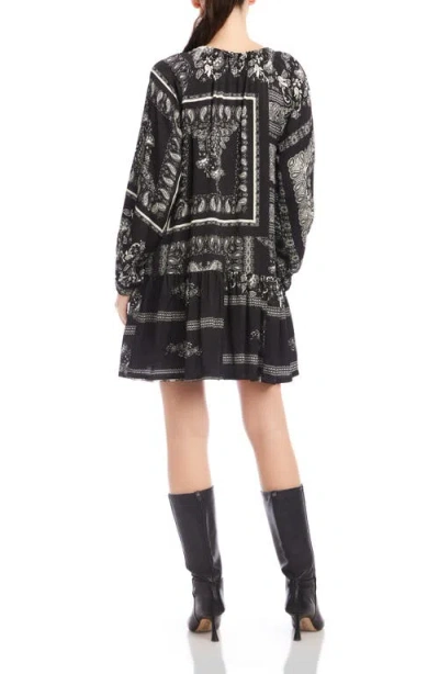 Fifteen Twenty Stella Paisley Long Sleeve Minidress In Black