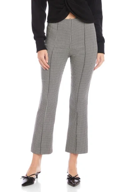 Fifteen Twenty Sigourney Houndstooth Pintuck Pull-on Ankle Bootcut Pants In Pattern