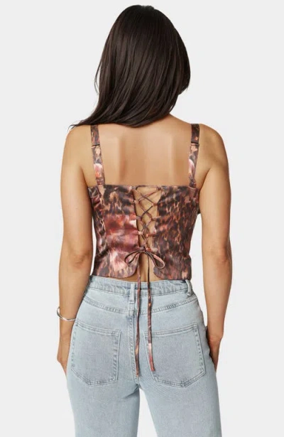 Bebe Tie Front Ruched Bust Satin Corset In Multi