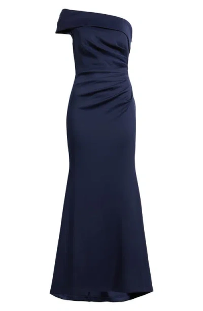 Eliza J Off The Shoulder Fit & Flare Gown In Blue