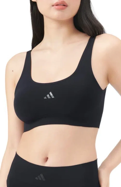 Adidas Originals Active Seamless Scoop Lounge Bra In Black